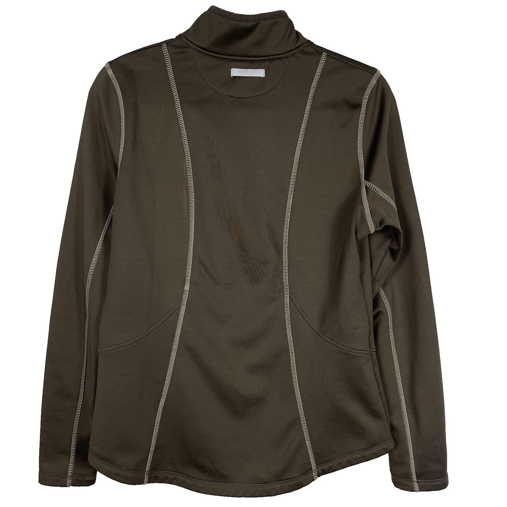 Goode Rider Sweatshirt Women Large Brown Fleece 1/2 Zip Thumbholes Equestrian - Picture 2 of 12